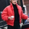 Elizabeth Debicki The Crown Red Puffer Jacket