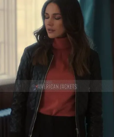 TV Series Fool Me Once 2024 Michelle Keegan Black Quilted Leather Jacket