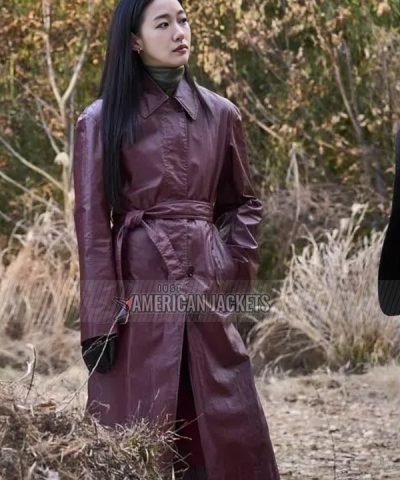 Exhuma 2024 Hwarim Burgundy Leather Trench Coat