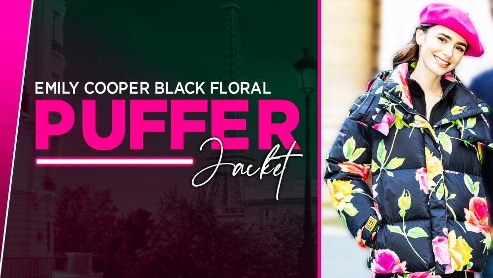 Emily Cooper black floral puffer jacket