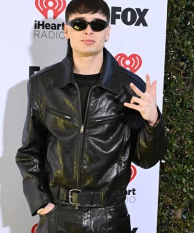 IHeartRadio Music Awards Peso Pluma Leather Jacket