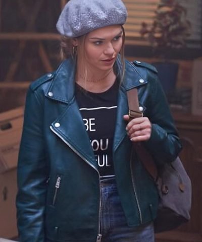 Maddie Tipline Mysteries Dial 1 For Murder 2024 Holland Roden Green Leather Jacket