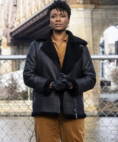 Tiffany Wallace TV Series FBI 2024 Katherine Renee Kane Black Shearling Leather Jacket