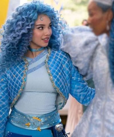 Movie Descendants The Rise Of Red 2024 Malia Baker Blue Quilted Leather Jacket