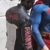 Movie Superman 2025 Edi Gathegi Black and White Leather Jacket