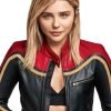Chloe Grace Moretz American Actress Red and Black Leather Jacket