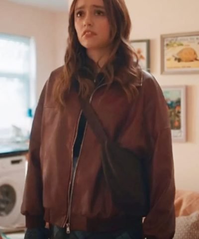 Daddy Issues TV Series 2024 Aimee Lou Wood Bomber Brown Leather Jacket