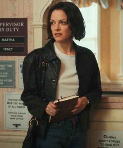 TV Series Under The Bridge Riley Keough Black Leather Jacket