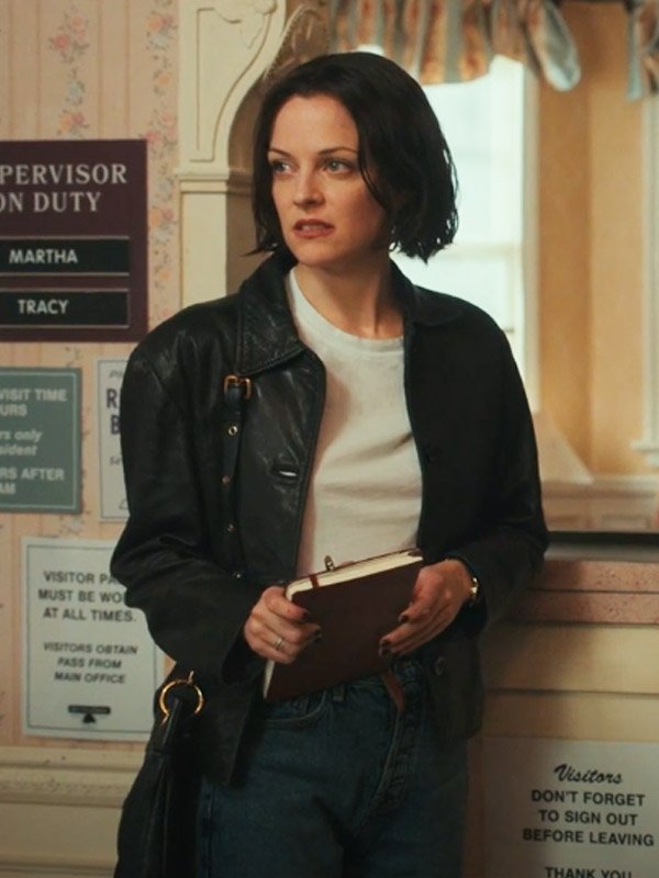 Rebecca Godfrey Under The Bridge S01 Black Jacket TV Series Under The Bridge Riley Keough Black Leather Jacket