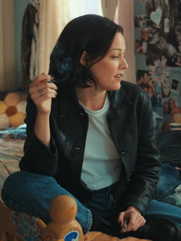 TV Series Under The Bridge Riley Keough Black Leather Jacket TV Series Under The Bridge Rebecca Godfrey Black Leather Jacket