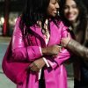 TV Series Curfew 2024 Alexandra Burke Pink Leather Coat