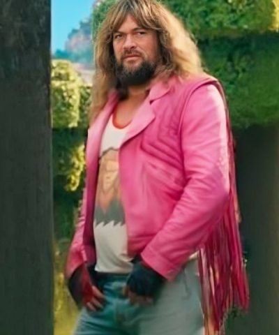 A Minecraft Movie 2025 Jason Momoa Pink Fringe Leather Jacket