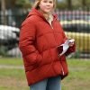 Amy Schumer Kinda Pregnant Red Puffer Jacket