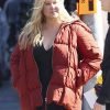 Kinda Pregnant 2025 Amy Schumer Red Puffer Hooded Jacket
