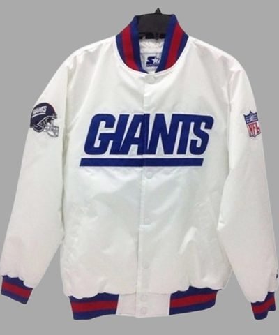American National Football League Giants White Varsity Jacket