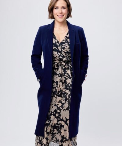 Movie Santa Tell Me 2024 Olivia Blue Wool Coat