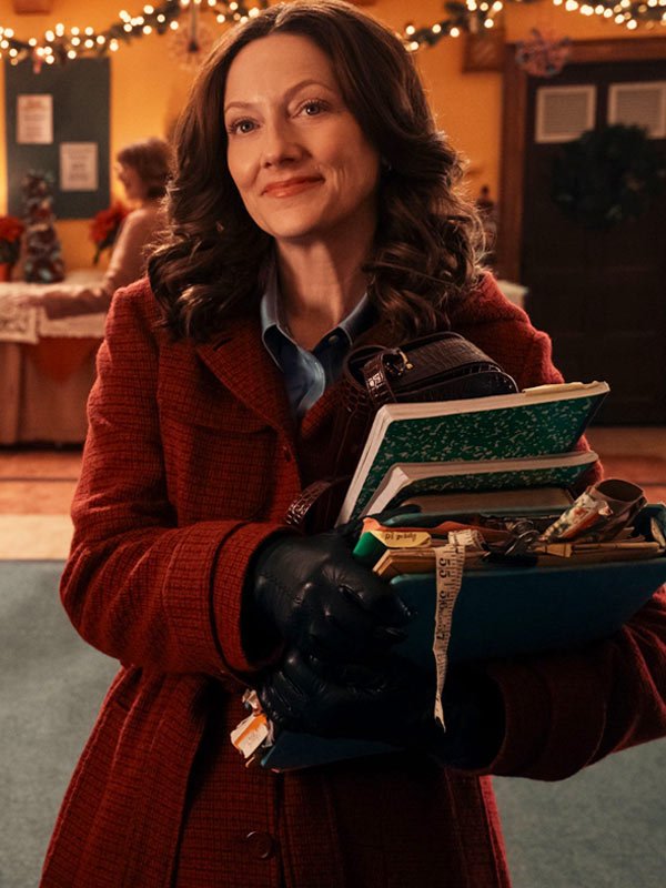 Judy Greer The Best Christmas Pageant Ever Red Coat The Best Christmas Pageant Ever 2024 Grace Red Trench Coat