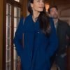 Movie Cellar Door 2024 Jordana Brewster Blue Wool Coat