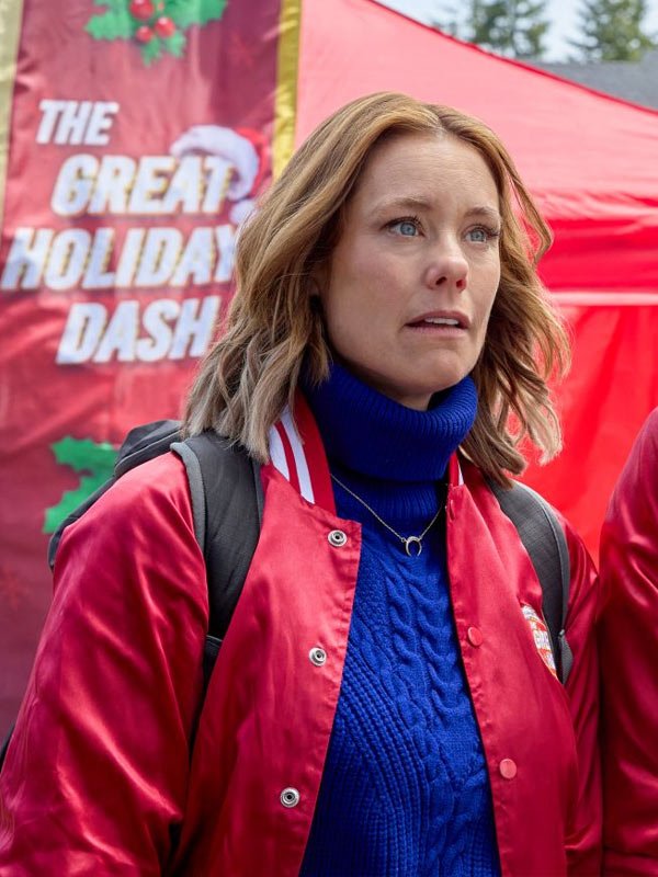 Movie Jingle Bell Run 2024 Ashley Williams Red Jacket Ashley Williams Jingle Bell Run 2024 Red Jacket