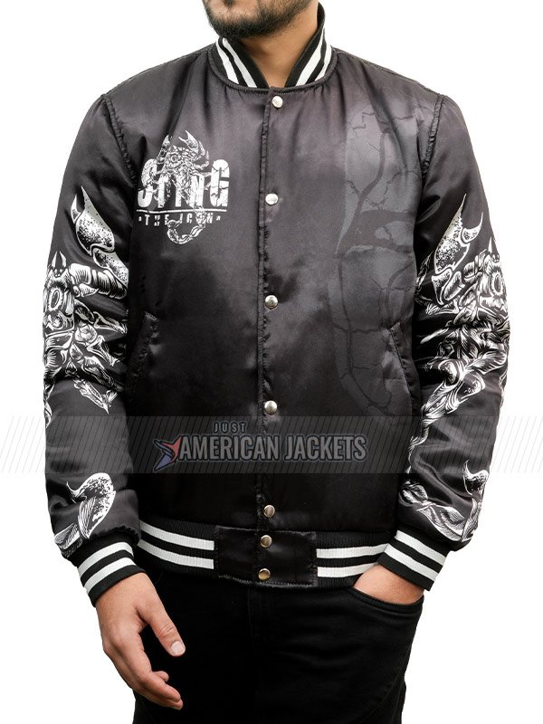 Wrestler Sting AEW Black Bomber Jacket Sting Wrestler Bomber Jacket