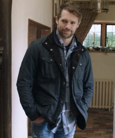 Movie Christmas At Plumhill Manor 2024 Kyle Pryor Black Jacket