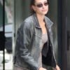 Model Hailey Bieber Distressed Black Jacket
