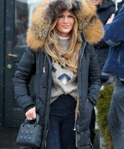 NYC Jennifer Lopez Black Fur Hooded Jacket