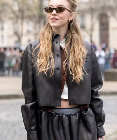 PFW 2025 Sydney Sweeney Leather Jacket
