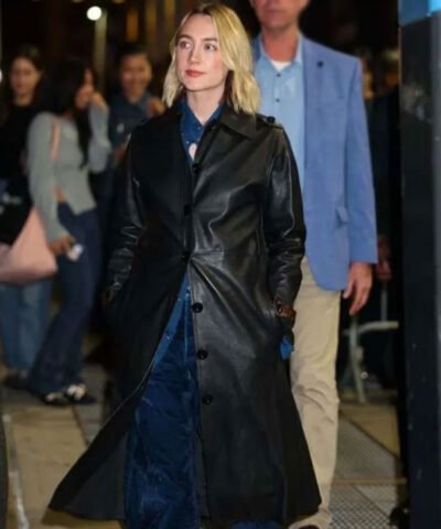 Saoirse Ronan The Outrun Black Leather Coat