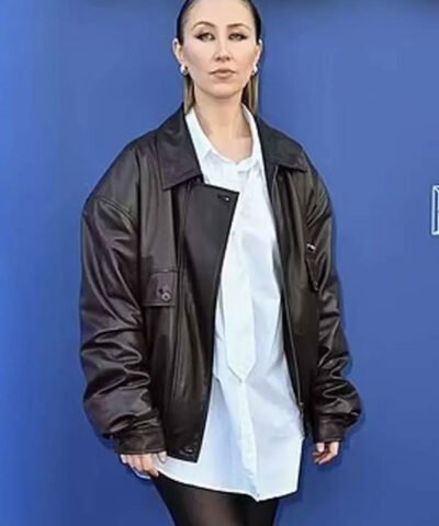Shop Erin Doherty Adolescence 2025 Black Leather Jacket