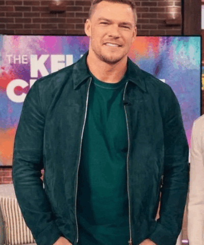 Buy The Kelly Clarkson Show Alan Ritchson Green Suede Jacket