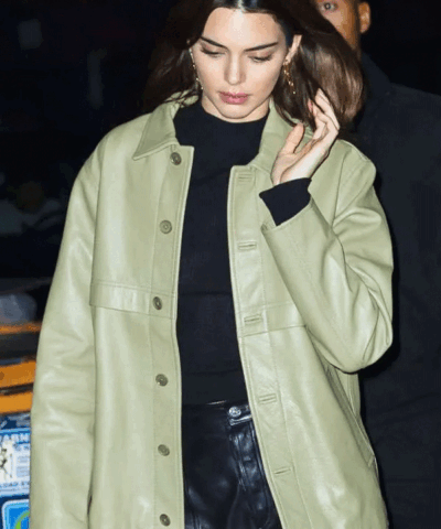 Shop Beverly Hills Street Style Kendall Jenner Green Jacket