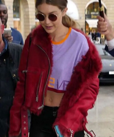 Buy Gigi Hadid PFW Street Style Fur Leather Jacket