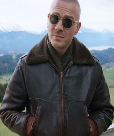 Shop Albrecht Schuch Stiller 2025 James Larkin White Black Leather Jacket