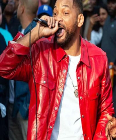 Shop Will Smith London Cross Station 2025 Red Jacket