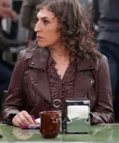 Shop Mayim Bialik TV Series Night Court S03 Maroon Moto Jacket