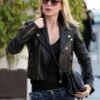 Shop American Actress Ellen Pompeo Black Biker Leather Jacket