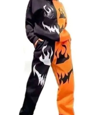 Shop Halloween Orange and Black Pumpkin Tracksuit