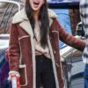 Shop American Singer Olivia Rodrigo Brown Suede Leather Coat