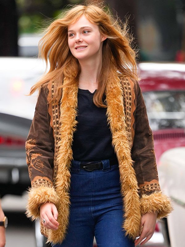 A Complete Unknown Elle Fanning Brown Shearling Jacket Sylvie Russo A Complete Unknown Brown Shearling Jacket