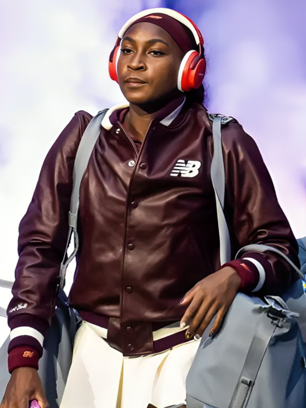 Coco Gauff US Open 2025 Bomber Jacket Tennis Player Coco Gauff 2025 US Open New Balance Leather Jacket