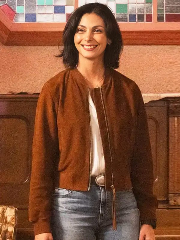 Morena Baccarin Sheriff Country S01 Brown Bomber Jacket TV Series Sheriff Country Mickey Fox Suede Leather Jacket