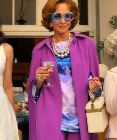 Palm Royale S01 Allison Janney Purple Wool Coat