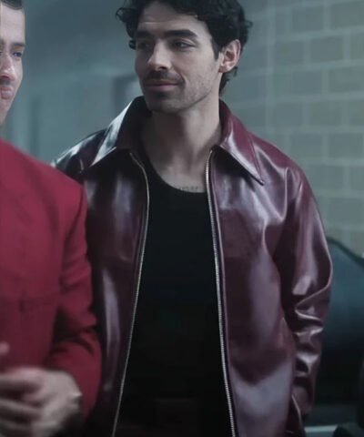 A Very Jonas Christmas Movie Joe Jonas Maroon Leather Jacket