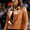 WNBA Game Stephanie White Brown Leather Motorcycle Jacket