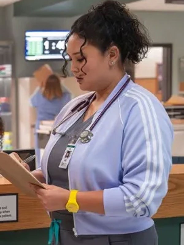 Brilliant Minds 2025 Dana Dang Blue Striped Jacket Brilliant Minds S02 Aury Krebs Blue Jacket