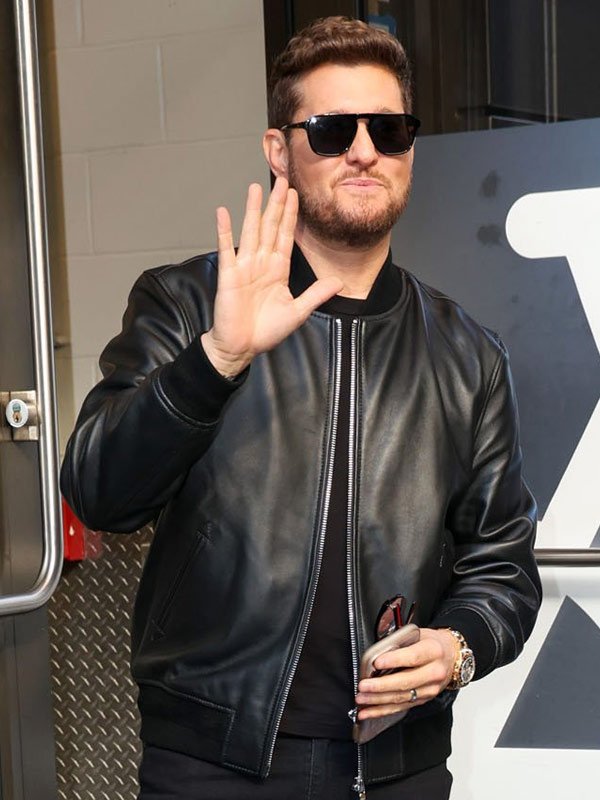 Canadian Singer Michael Bublé Black Leather Jacket Michael Bublé Black Leather Jacket