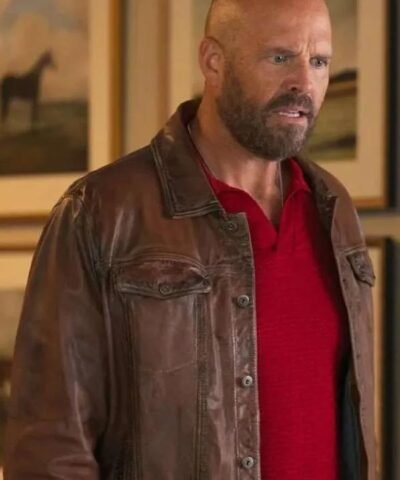 Peacemaker David Denman Brown Leather Jacket
