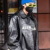 NYC Dua Lipa Balenciaga Black Leather Jacket