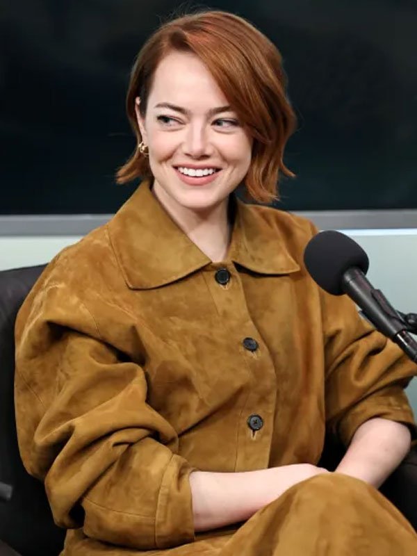 Emma Stone SiriusXM’s Town Hall 2025 Brown Cropped Jacket SiriusXM’s Town Hall 2025 Emma Stone Cropped Jacket